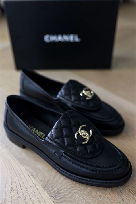 chanel shoes loafers black|chanel quilted loafer.